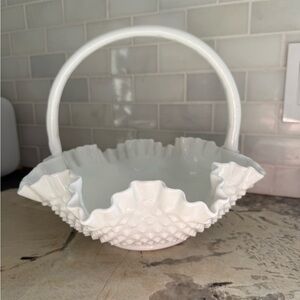 Fenton Hobnail Milkglass Basket